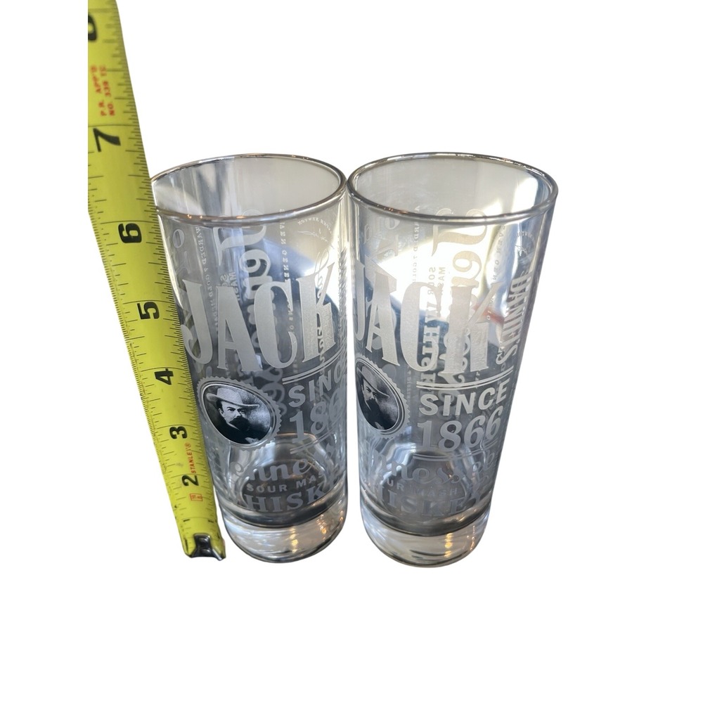 Jack Daniel's Distillery Advertising Tall Glasses Set of 2 Etched Etched Design